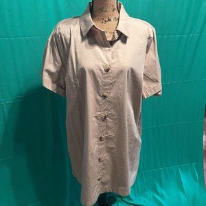 Zenana short sleeve long button-down top